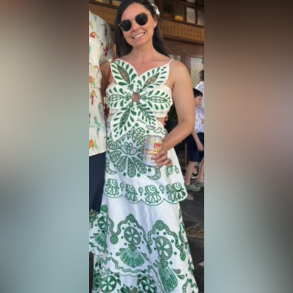 Anthropologie Farm Rio Flower Richelieu Linen Midi Dress - Picture 9 of 9